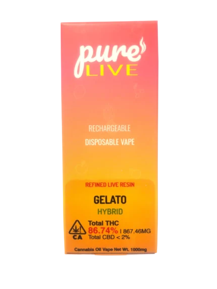 Pure Live Full Spectrum Refined Live Resin 1G Disposable Vape - Gelato