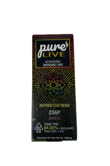 Pure Live Full Spectrum Refined Live Resin 1G Disposable Vape - Zoap